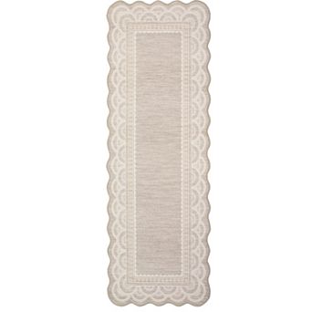 Scalloped Lace Border Area Rugs Living Room Rugs Washable Rug Non Slip Stain Resistant Floor Cover