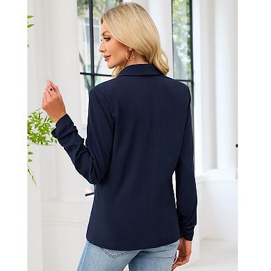 Womens Casual Blazers Long Sleeve Open Front Lapel Elegant Business Office Suit Jacket with Pockets