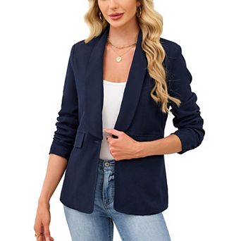 Womens Casual Blazers Long Sleeve Open Front Lapel Elegant Business Office Suit Jacket with Pockets
