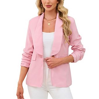 Womens Casual Blazers Long Sleeve Open Front Lapel Elegant Business Office Suit Jacket with Pockets