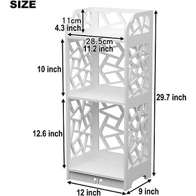 3-Tier Narrow Bookshelf, Small Bookcase for Compact Spaces