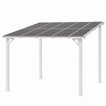 10'X10' Hardtop Wall Mounted Gazebo with Gutters & Galvanized Steel Roof, Lean to Gazebo Pergola