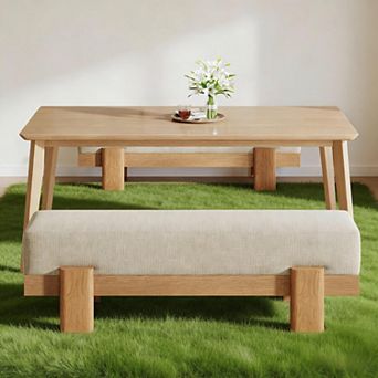 Dining Bench, Modern Upholstered Kitchen Benches with Fabric Padded Seat
