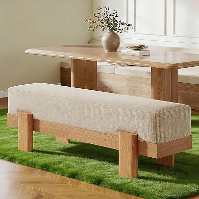 Dining Bench, Modern Upholstered Kitchen Benches with Fabric Padded Seat