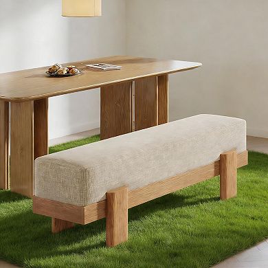 Dining Bench, Modern Upholstered Kitchen Benches with Fabric Padded Seat
