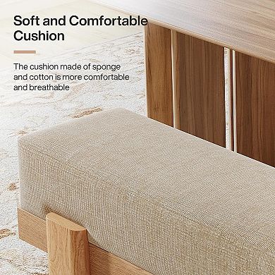 Dining Bench, Modern Upholstered Kitchen Benches with Fabric Padded Seat
