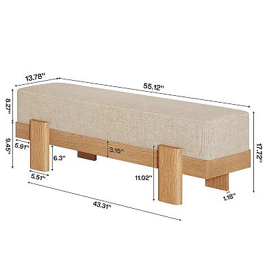 Dining Bench, Modern Upholstered Kitchen Benches with Fabric Padded Seat