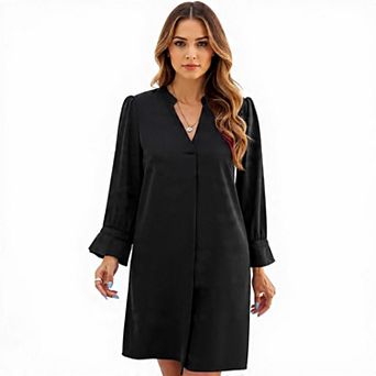 Casual Loose Black V-Neck Dress