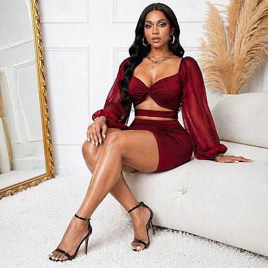 Women’s Ruched Puff Sleeve Mini Dress