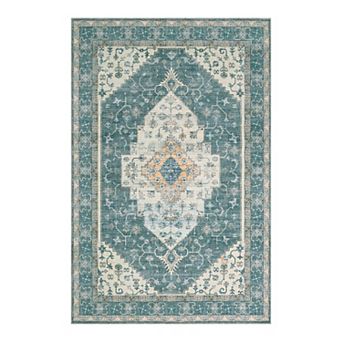 Boho Traditional Washable Runner Rug, Vintage Medallion Print CarpetFoldable Non-Shedding Mat