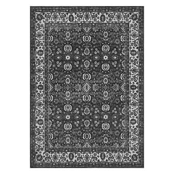 Vintage Floral Rugs for Living Room, Washable Area Rugs, Low Pile Non Shedding Rugs