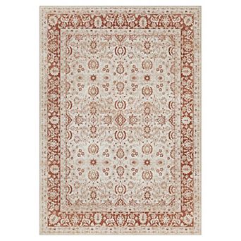Vintage Floral Rugs for Living Room, Washable Area Rugs, Low Pile Non Shedding Rugs