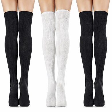 4 Pairs Soft Thigh High Knit Leg Warmers