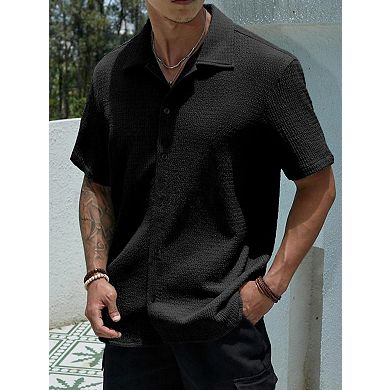 Men's Casual Short Sleeve Button-Down Shirt Lightweight Comfort Top