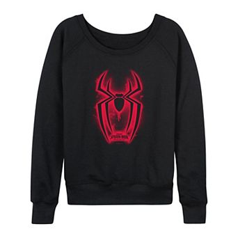 Women's Marvel Spider-Man Brand New Day Spray Symbol French Terry Long Sleeve Tee