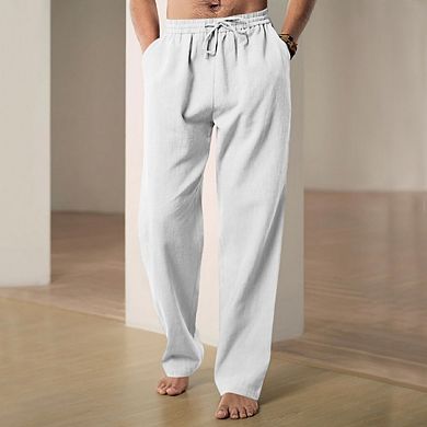 Men's Lounge Pants High Waisted Wide Leg Elastic Drawstring Sweatpants