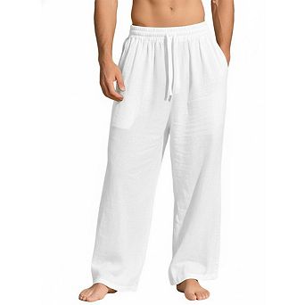 Men's Lounge Pants High Waisted Wide Leg Elastic Drawstring Sweatpants