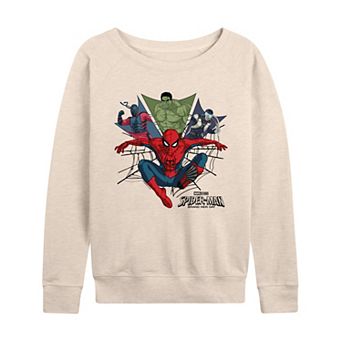 Women's Marvel Spider-Man Brand New Day Crew Collage French Terry Long Sleeve Tee