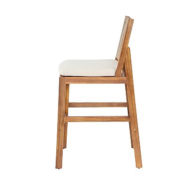 Pnronnc Outdoor Kitchen Island Stool Dining Counter Height Stools Acacia Wood Bar Stools