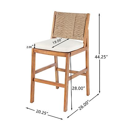 Pnronnc Outdoor Kitchen Island Stool Dining Counter Height Stools Acacia Wood Bar Stools