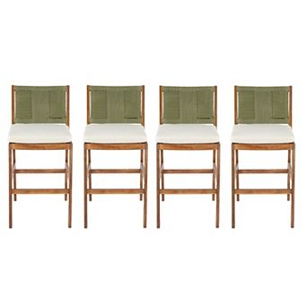 Pnronnc Outdoor Kitchen Island Stool Dining Counter Height Stools Acacia Wood Bar Stools