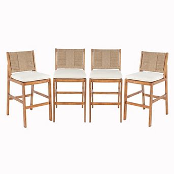Pnronnc Outdoor Kitchen Island Stool Dining Counter Height Stools Acacia Wood Bar Stools