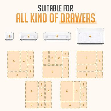 25-Piece Clear Modular Drawer Organizer Set, Stackable & Multi-Purpose