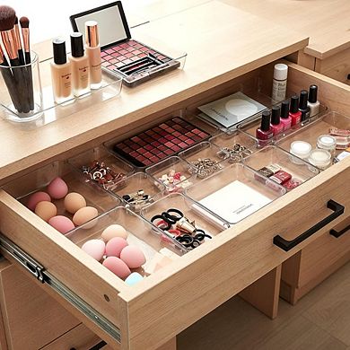 25-Piece Clear Modular Drawer Organizer Set, Stackable & Multi-Purpose