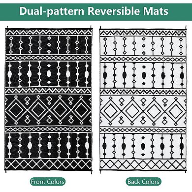 Waterproof Outdoor Rug Reversible, UV Resistant PE Patio Mat, Foldable Easy-Clean for Patio Deck