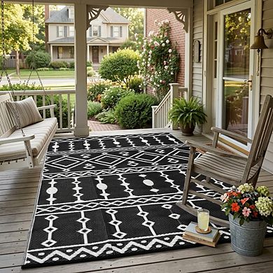 Waterproof Outdoor Rug Reversible, UV Resistant PE Patio Mat, Foldable Easy-Clean for Patio Deck