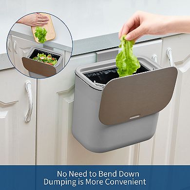 Hanging Trash Can, Under Sink Compost Small Trash Bin with Stainless Steel Lid