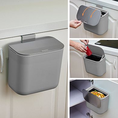 Hanging Trash Can, Under Sink Compost Small Trash Bin with Stainless Steel Lid