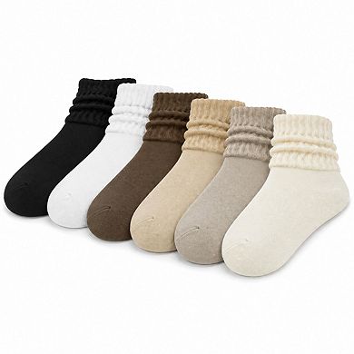 6 Pack Women's Scrunch Crew Socks