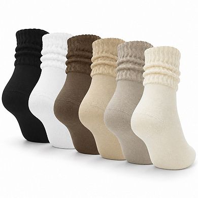 6 Pack Women's Scrunch Crew Socks