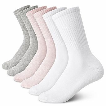 6 Pairs Women's Athletic Crew Cushioned Socks