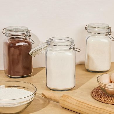 Airtight Glass Storage Jars, Square Pantry Canister Set, Food Containers