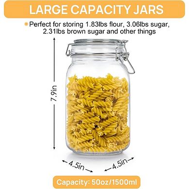 Airtight Glass Storage Jars, Square Pantry Canister Set, Food Containers
