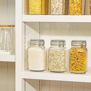 Airtight Glass Storage Jars, Square Pantry Canister Set, Food Containers