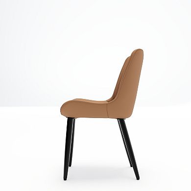 Pnronnc Modern PU Leather Dining Chairs with Thick Cushions and Metal Legs Side Chairs