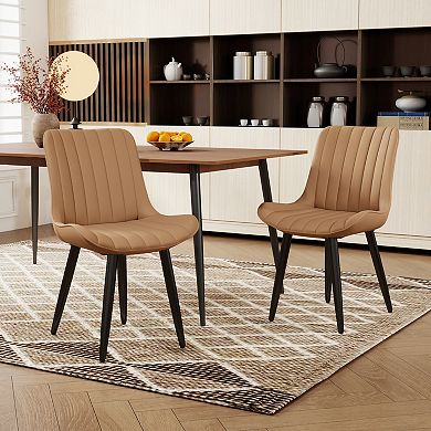 Pnronnc Modern PU Leather Dining Chairs with Thick Cushions and Metal Legs Side Chairs