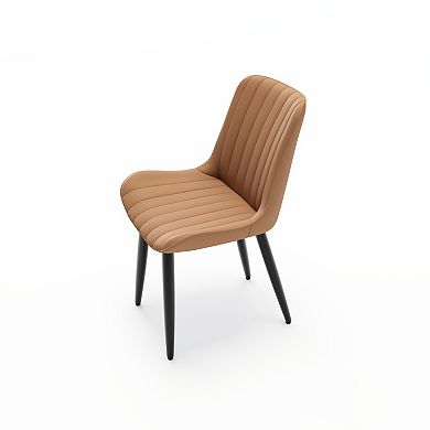 Pnronnc Modern PU Leather Dining Chairs with Thick Cushions and Metal Legs Side Chairs