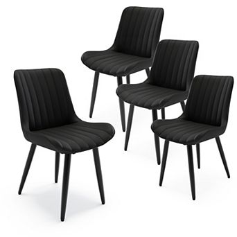 Pnronnc Modern PU Leather Dining Chairs with Thick Cushions and Metal Legs Side Chairs