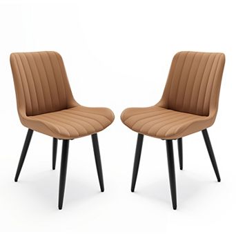 Pnronnc Modern PU Leather Dining Chairs with Thick Cushions and Metal Legs Side Chairs