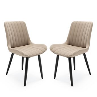 Pnronnc Modern PU Leather Dining Chairs with Thick Cushions and Metal Legs Side Chairs
