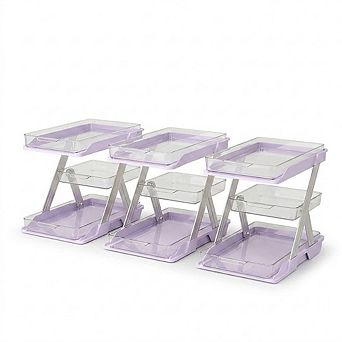 3-Pack 2 tier Clear Pull-Out Storage Organizer, Multi-Purpose Bins