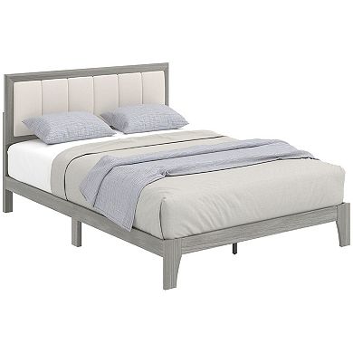 Full-Size Bed Frame with Headboard and Slats—No Box Spring Required