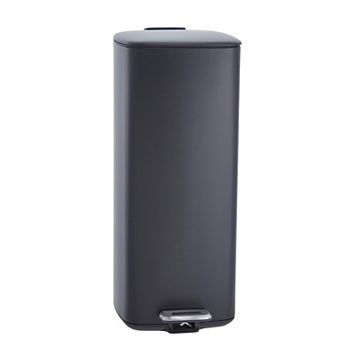 8 Gallon Stainless Steel Trash Can with Lid and Inner Bucket, Step-On Square Waste Bin, 30 Liter