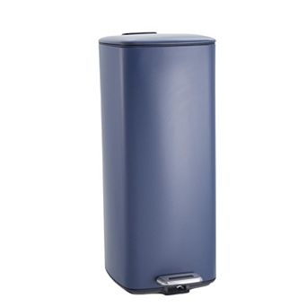 8 Gallon Stainless Steel Trash Can with Lid and Inner Bucket, Step-On Square Waste Bin, 30 Liter