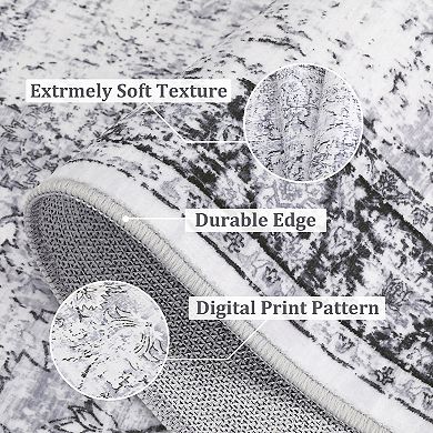 Machine Washable Rugs for Bedroom, Soft Area Rug Modern Geometric