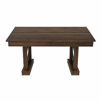 Wooden Farmhouse Dining Table for 6-8, 71" Long, 2 Drawers, Thick Top, Sturdy Frame